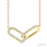 1/8 Ctw Round Cut Diamond Interlocked Paperclip Fashion Petite Pendant With Chain in 10K Yellow Gold