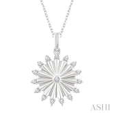 1/5 Ctw Round Cut Diamond Pirouette Circle Fluted Fashion Pendant With Chain in 10K White Gold