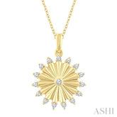 1/5 Ctw Round Cut Diamond Pirouette Circle Fluted Fashion Pendant With Chain in 10K Yellow Gold