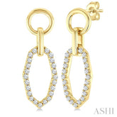 1/3 Ctw Geometric Shape Link Round Cut Diamond Fashion Earrings in 10K Yellow Gold