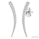 1/5 Ctw Pointed End Arc Climbers Round Cut Diamond Earrings in 14K White Gold