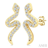 1/8 Ctw Petite Snake Round Cut Diamond Fashion Stud Earrings in 10K Yellow Gold