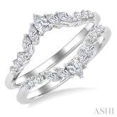 1/2 Ctw Chevron Pear, Marquise and Round Cut Diamond Insert Ring in 14K White Gold