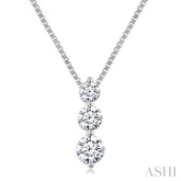 1/3 Ctw Round Cut Diamond Three-Stone Snowman Pendant With Chain in 14K White Gold