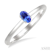5X3 MM Oval Shape Tanzanite Semi-Precious Solitaire Ring in 14K White Gold