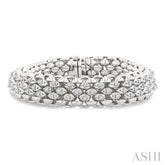 1 1/4 Ctw Bold Weave Round Cut Diamond Fashion Bracelet in 14K White Gold