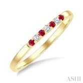 1/20 Ctw 1.55 MM Round Cut Ruby and Round Cut Diamond Precious Fashion Band in 10K Yellow Gold