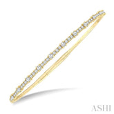1 Ctw Halfway Prong Set Round Cut Diamond Flex Bangle in 14K Yellow Gold