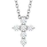 14K White Gold 1/6 CTW Natural Diamond Cross 16-18" Necklace