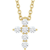 14K Yellow Gold 1/6 CTW Natural Diamond Cross 16-18" Necklace