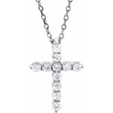 Sterling Silver 1/4 CTW Natural Diamond Cross 16-18" Necklace