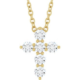 14K Yellow Gold 1/4 CTW Natural Diamond Cross 16-18" Necklace