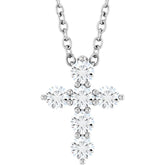 Sterling Silver 1/4 CTW Natural Diamond Cross 16-18" Necklace