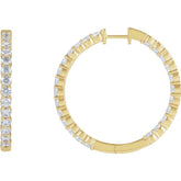 14K Yellow Gold 4 CTW Lab-Grown Diamond Inside-Outside Hinged 36 mm Hoop Earrings