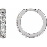 14K White Gold .08 CTW Natural Diamond Hinged 10 mm Hoop Earrings
