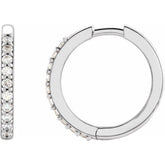 Platinum 1/6 CTW Natural Diamond Hinged 15 mm Hoop Earrings