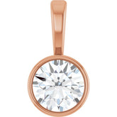 14K Rose Gold 1/4 CT Natural Diamond Bezel-Set Solitaire Pendant