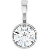 14K White Gold 1/4 CT Natural Diamond Bezel-Set Solitaire Pendant