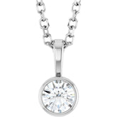 Sterling Silver 1/6 CT Natural Diamond Bezel-Set Solitaire 16-18" Necklace