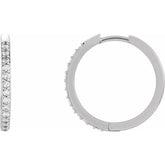14K White Gold 1/5 CTW Natural Diamond Hinged 18 mm Hoop Earrings