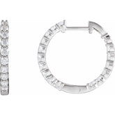 14K White Gold 1 CTW Lab-Grown Diamond Inside-Outside Hinged 19.3 mm Hoop Earrings