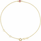 14K Yellow Gold Natural Pink Tourmaline Bezel-Set Solitaire 6 1/2-7 1/2" Bracelet