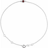 14K White Gold Natural Mozambique Garnet Bezel-Set Solitaire 6 1/2-7 1/2" Bracelet
