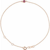 14K Rose Gold Natural Pink Tourmaline Bezel-Set Solitaire 6 1/2-7 1/2" Bracelet
