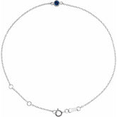 Platinum Lab-Grown Blue Sapphire Bezel-Set Solitaire 6 1/2-7 1/2" Bracelet