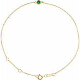 14K Yellow Gold Lab-Grown Emerald Bezel-Set Solitaire 6 1/2-7 1/2" Bracelet