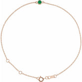 14K Rose Gold Natural Emerald Bezel-Set Solitaire 6 1/2-7 1/2" Bracelet