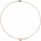 14K Rose Gold Natural Blue Zircon Bezel-Set Solitaire 6 1/2-7 1/2" Bracelet