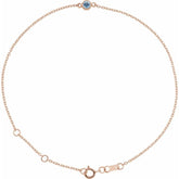14K Rose Gold Natural Aquamarine Bezel-Set Solitaire 6 1/2-7 1/2" Bracelet