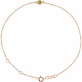 14K Rose Gold Natural Peridot Bezel-Set Solitaire 6 1/2-7 1/2" Bracelet