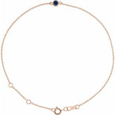 14K Rose Gold Lab-Grown Blue Sapphire Bezel-Set Solitaire 6 1/2-7 1/2" Bracelet