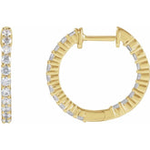 14K Yellow Gold 3/4 CTW Lab-Grown Diamond Inside-Outside Hinged 17.2 mm Hoop Earrings