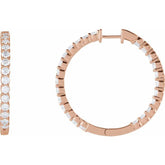 14K Rose Gold 4 CTW Natural Diamond Inside-Outside Hinged 36 mm Hoop Earrings