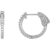 14K White Gold 1/3 CTW Natural Diamond Inside-Outside 15.5 mm Hinged Hoop Earrings