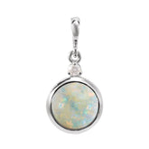 Platinum 6 mm Natural White Opal & .03 CT Natural Diamond Pendant