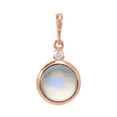 14K Rose Gold 8 mm Natural Rainbow Moonstone & .03 CT Natural Diamond Pendant