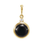 14K Yellow Gold 6 mm Natural Black Onyx & .03 CT Natural Diamond Cabochon Pendant