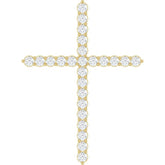 14K Yellow Gold 1 CTW Natural Diamond Cross Pendant