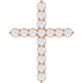 14K Rose Gold 3/4 CTW Natural Diamond Cross Pendant