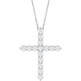 Sterling Silver 3/4 CTW Natural Diamond Cross 16-18" Necklace