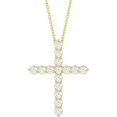 14K Yellow Gold 3/4 CTW Natural Diamond Cross 16-18" Necklace