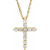 14K Yellow Gold 1/4 CTW Lab-Grown Diamond Cross 16-18" Necklace