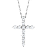 14K White Gold 3/8 CTW Lab-Grown Diamond Cross 16-18" Necklace