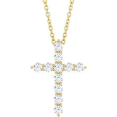 14K Yellow Gold 3/8 CTW Lab-Grown Diamond Cross 16-18" Necklace