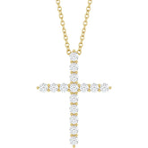 14K Yellow Gold 1/2 CTW Lab-Grown Diamond Cross 16-18" Necklace