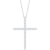 14K White Gold 1 CTW Lab-Grown Diamond Cross 16-18" Necklace